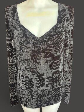 Double layered reflective black mesh long sleeve top by Kiara